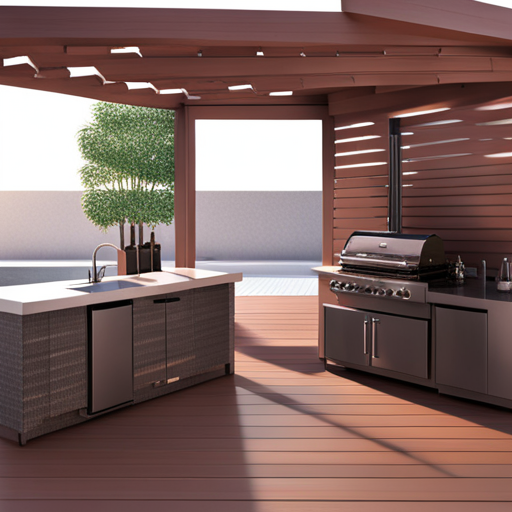 Outdoor Kitchen Covered by a Triangular Pergola